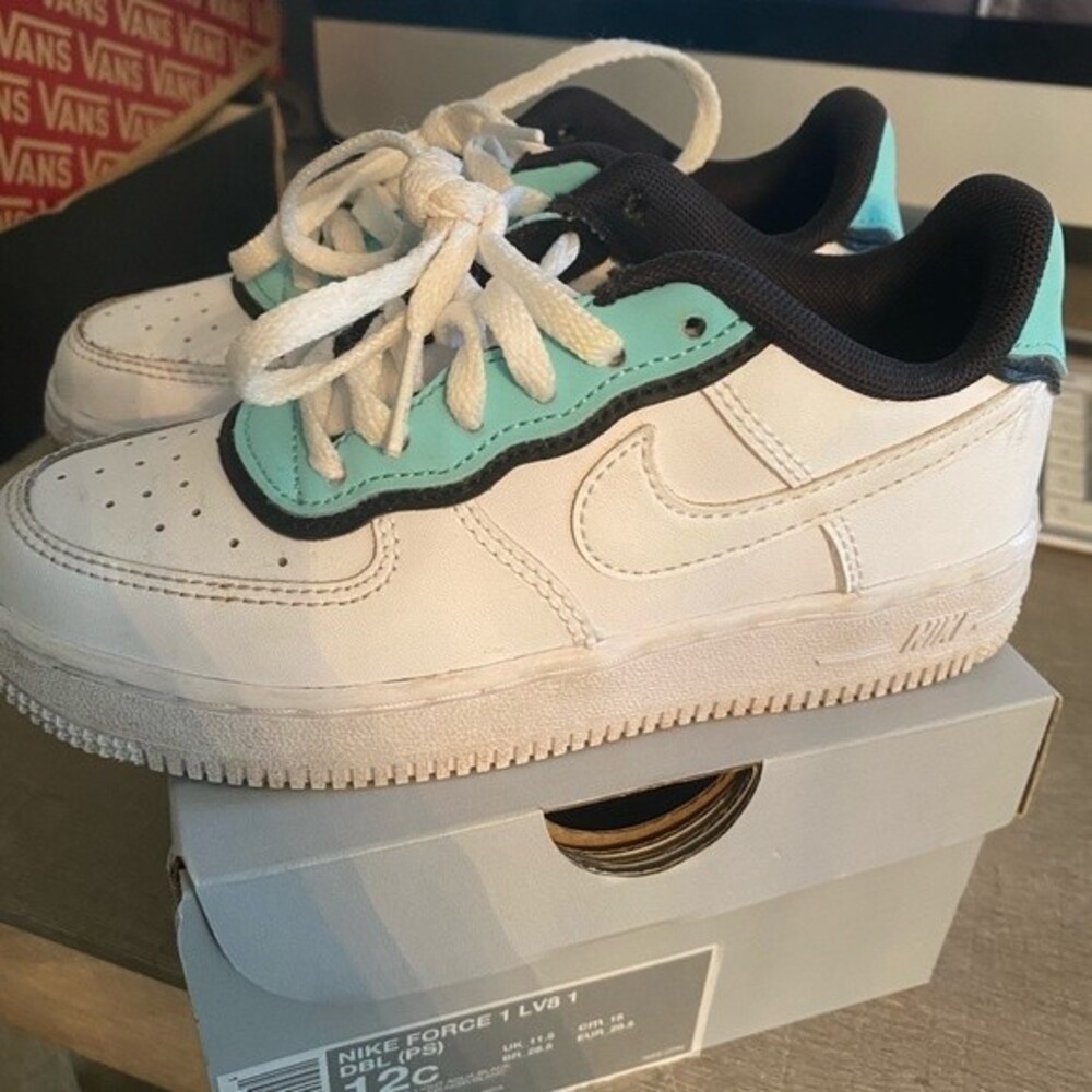 Nike Air Force 1 white and teal size 12